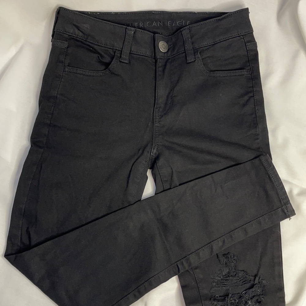 🔥 SALE American Eagle Next Level Stretch Black Denim Jeans | Size 4 Regular